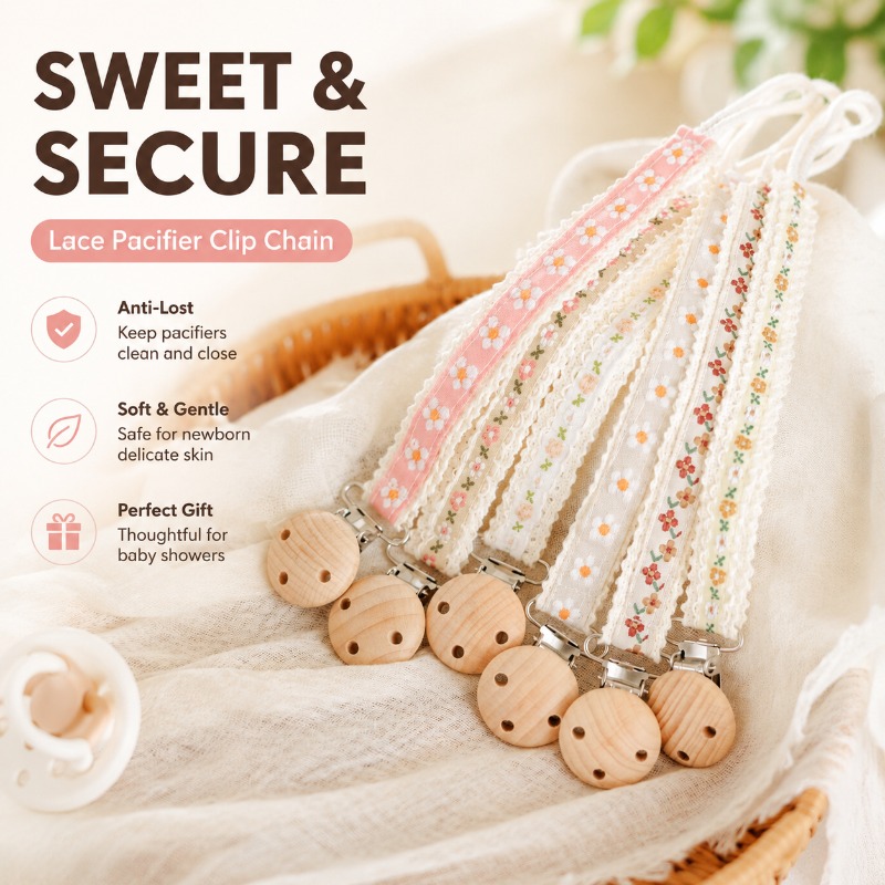 Baby Products For Gift - Yenidoğanlar İçin Dantel Emzik Zinciri, Kaybolmaya